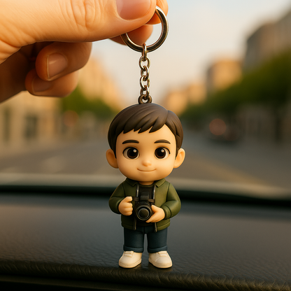 Gepersonaliseerde 3D-figuur sleutelhanger van foto, cadeau voor fotografieliefhebbers