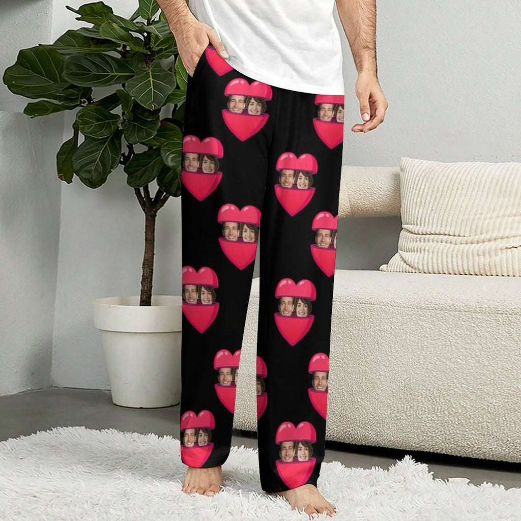 Aangepaste gezicht Open je hart pyjamafeest Unisex lange pyjamabroek