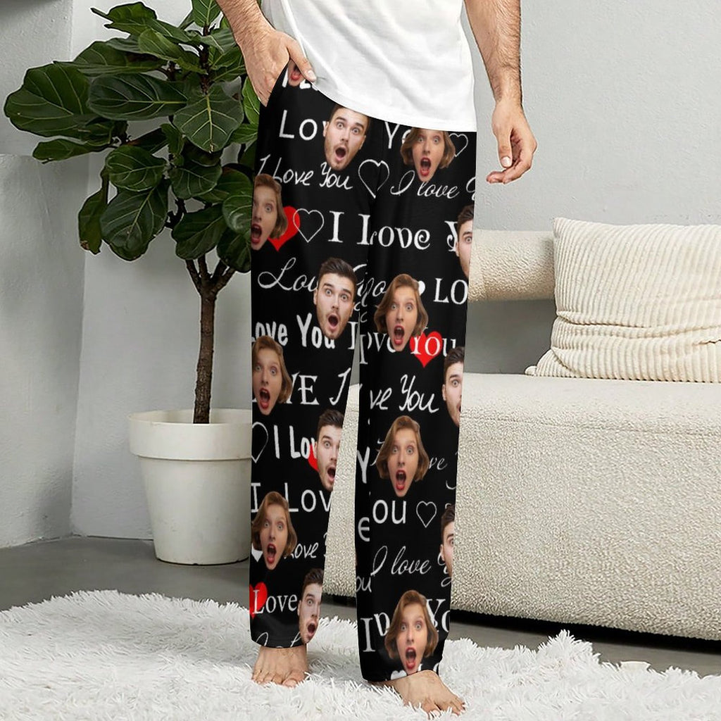 Aangepaste gezichtspyjama Lange unisex pyjamabroek voor feest