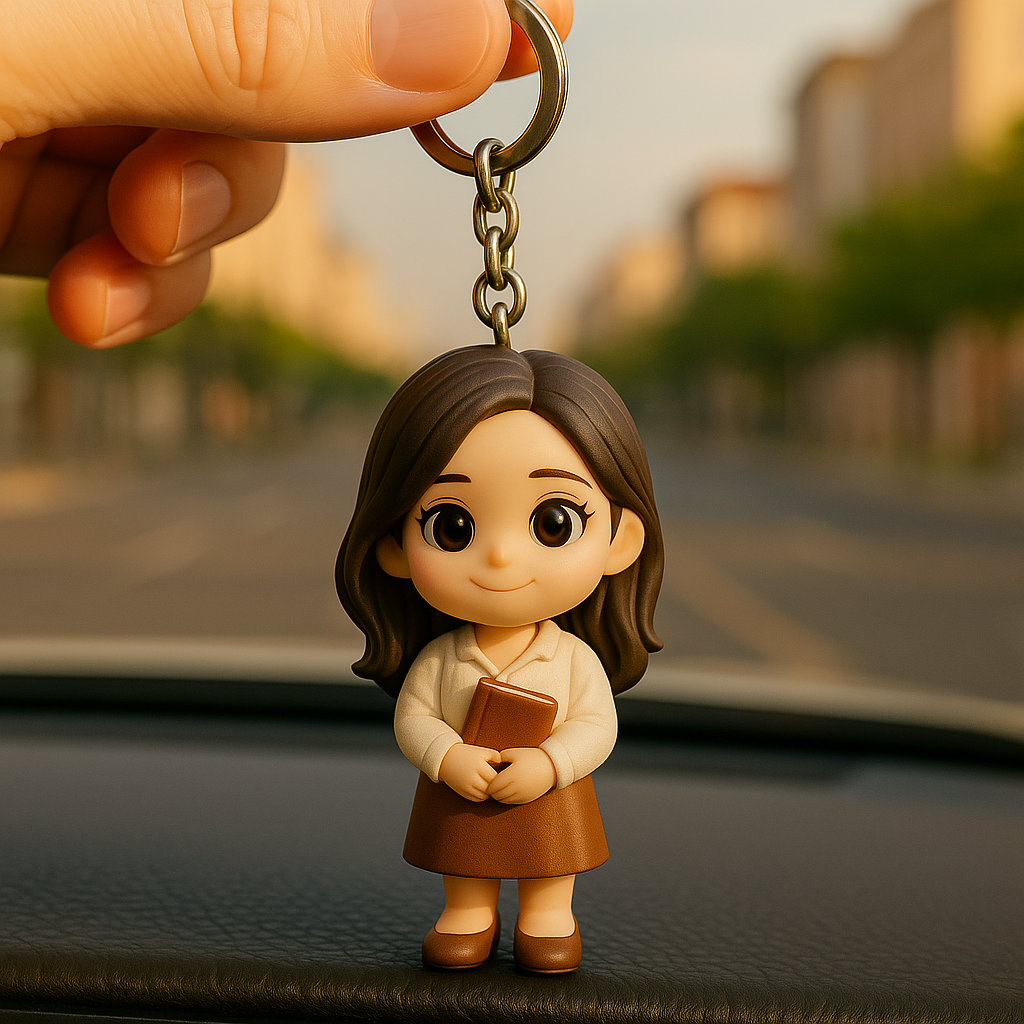 Gepersonaliseerde sleutelhanger met 3D-figuur van foto, gepersonaliseerd cadeau voor leraren