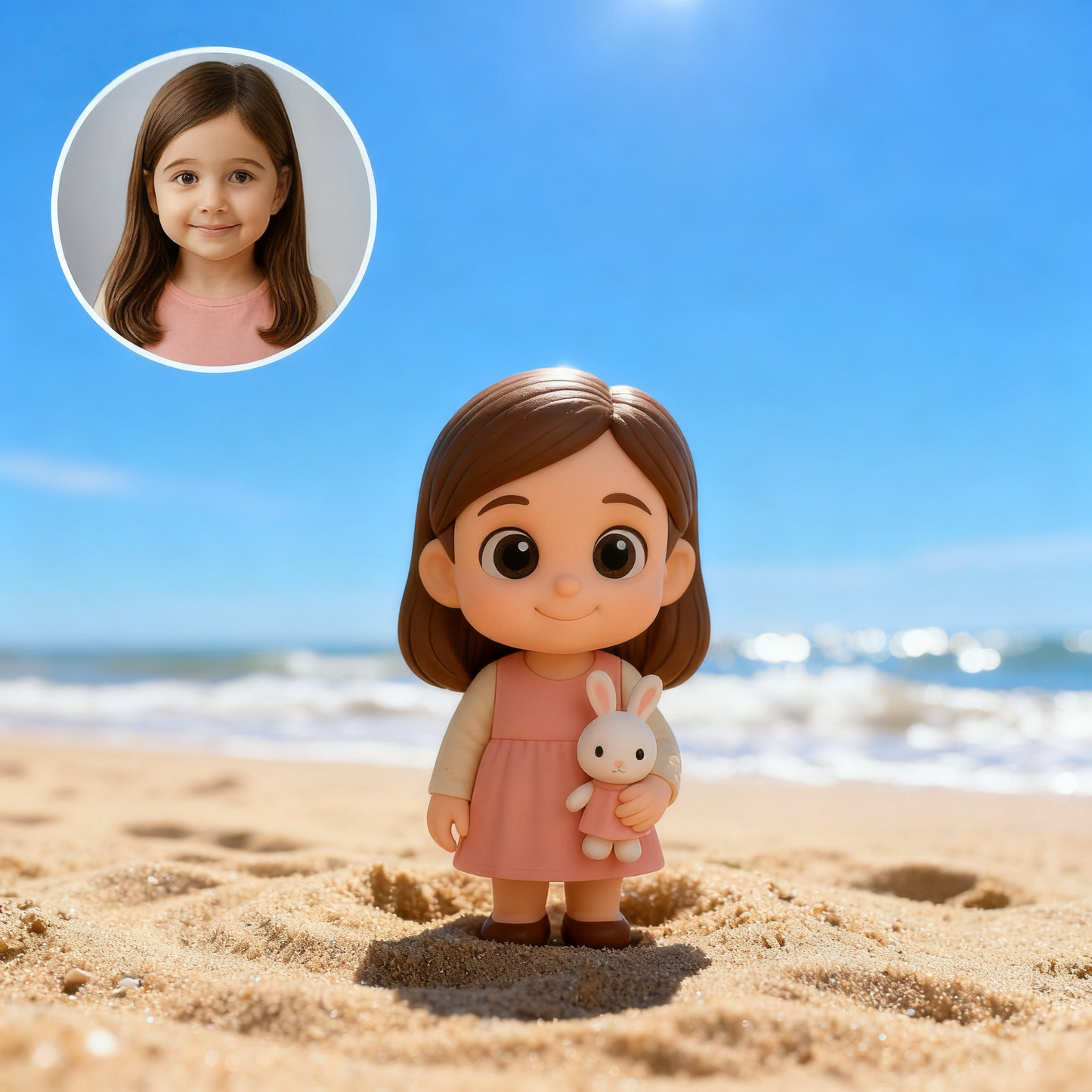 Gepersonaliseerde 3D-actiefiguur van foto - Gepersonaliseerd schattig meisjesbeeldje | Gepersonaliseerde 3D-minifiguur als cadeau voor kinderen