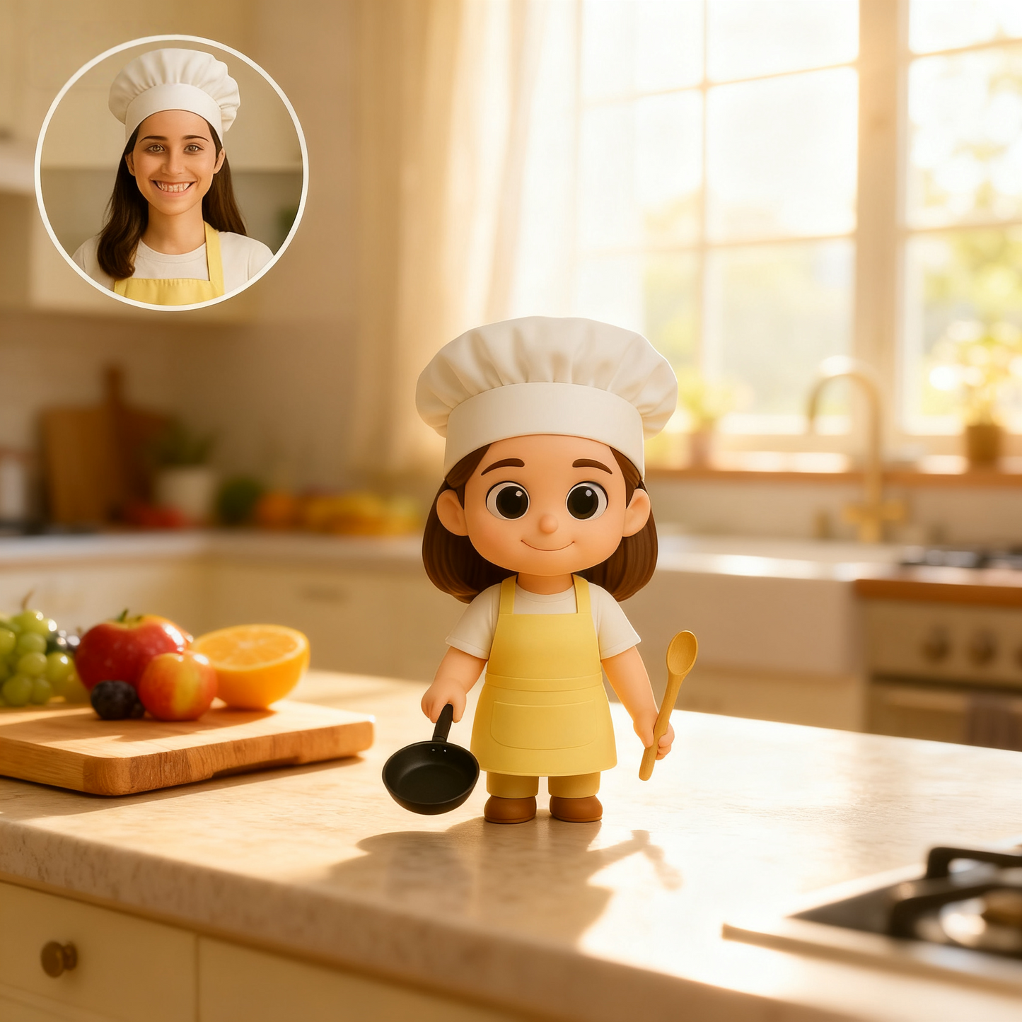 Aangepaste 3D-actiefiguur van foto Gepersonaliseerde chef-kokfiguur Aangepaste 3D-kookminifiguur cadeau
