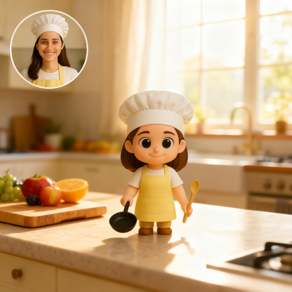 Aangepaste 3D-actiefiguur van foto Gepersonaliseerde chef-kokfiguur Aangepaste 3D-kookminifiguur cadeau