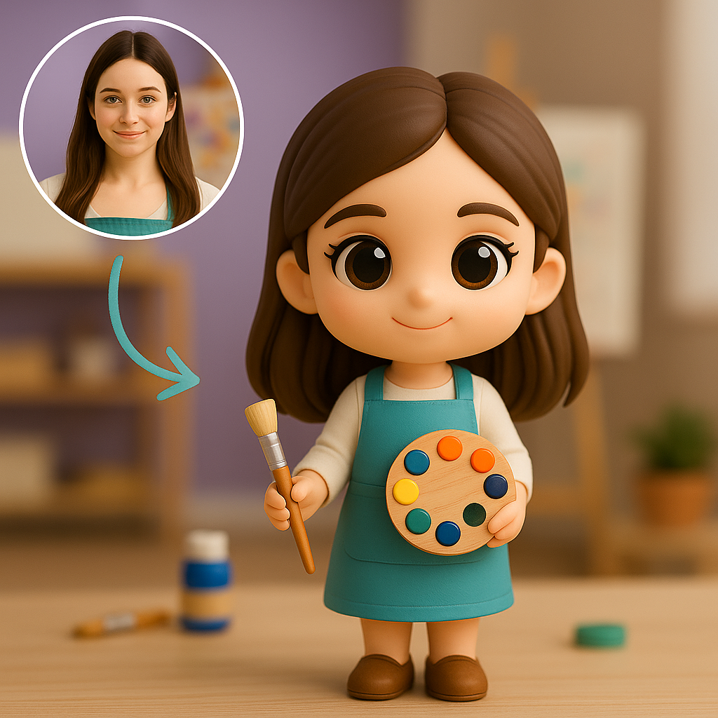 Aangepaste 3D-actiefiguur van foto, gepersonaliseerd kunstenaarsbeeldje, aangepast 3D-schilderminifiguurtje als cadeau