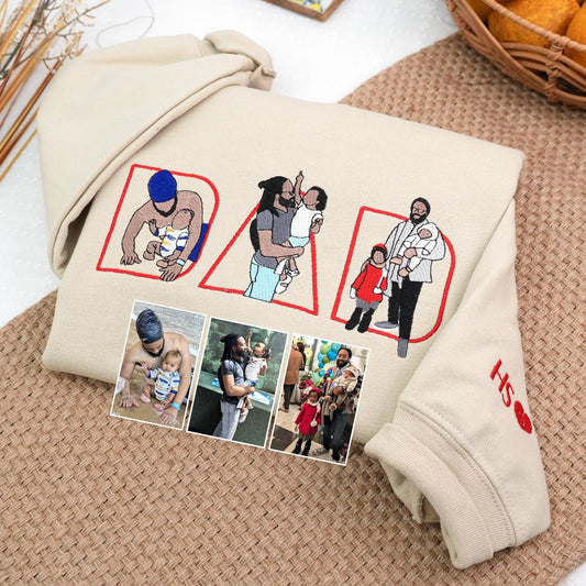 Gepersonaliseerde Vaderdagtrui | Borduurwerk met eigen gezicht, een uniek cadeau, ook voor opa.