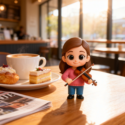 Aangepast 3D-muziekmeisjesbeeldje van foto Uniek gepersonaliseerd cadeau voor muziekliefhebbers en artiesten