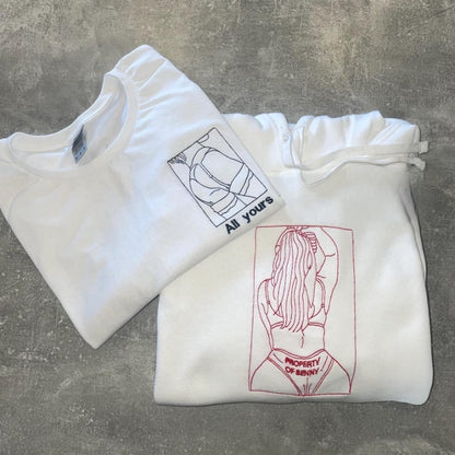 Handgemaakte hoodie met liefdesbrief - Gepersonaliseerd borduurwerk voor een uniek romantisch cadeau