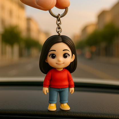 Gepersonaliseerde 3D-figuur sleutelhanger van foto, mode-accessoire voor vrouwen, cadeau voor haar