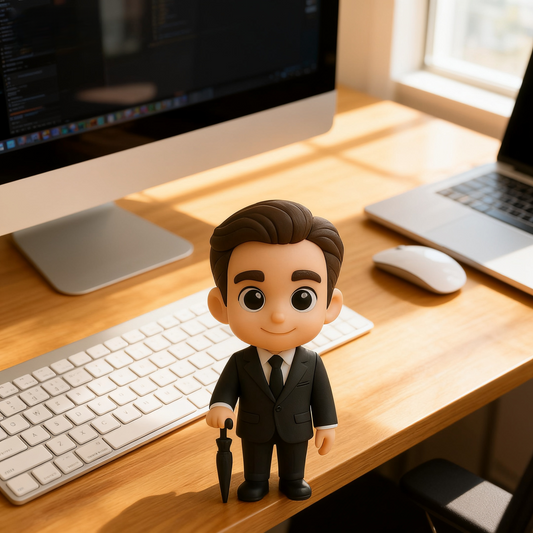 Gepersonaliseerde 3D-actiefiguur van een foto, gepersonaliseerd kantoormedewerkersbeeldje, gepersonaliseerd 3D-bedrijfsminifiguur als cadeau