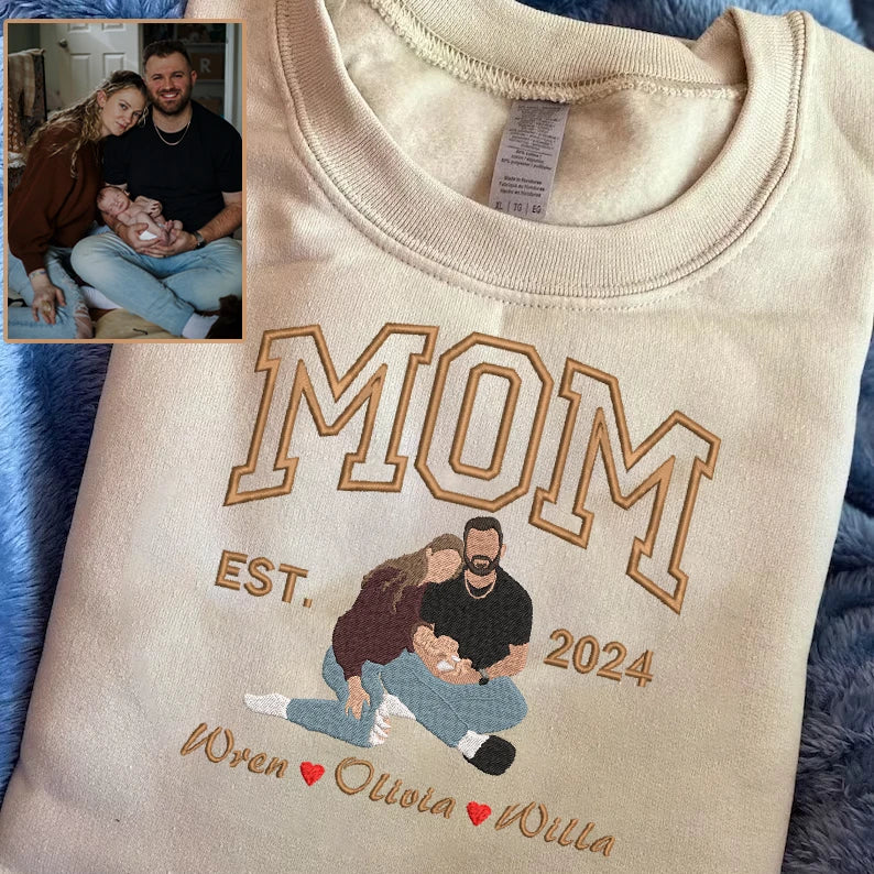 Familieportret zip hoodie gepersonaliseerde familietekening bijpassende stel- en familie-outfit