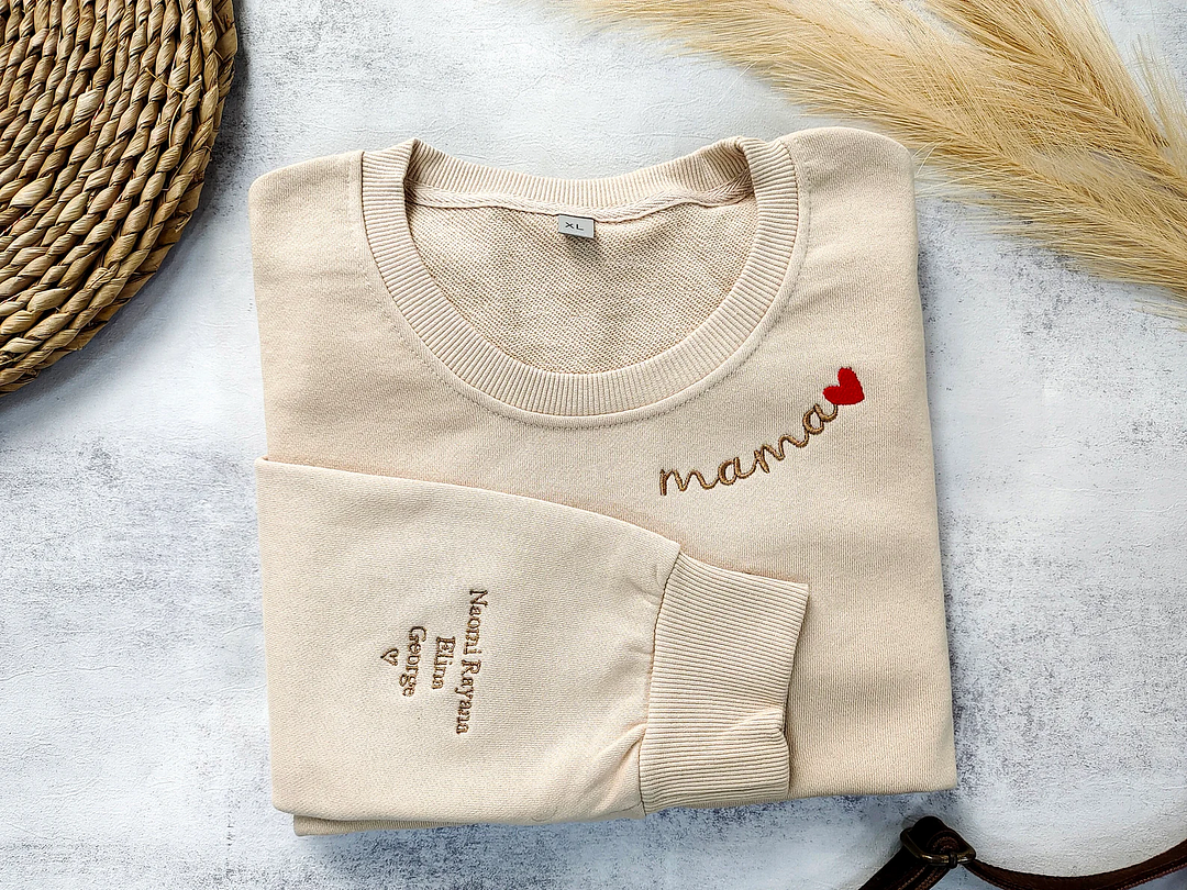 Aangepaste Mama Geborduurde Sweatshirt, Aangepaste Mama Crewneck Met Kindernamen