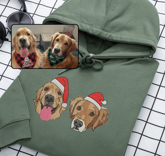 Op Maat Geborduurd Sweatshirt Met Huisdierportret En Naam, Kersttrui-Sweatshirt