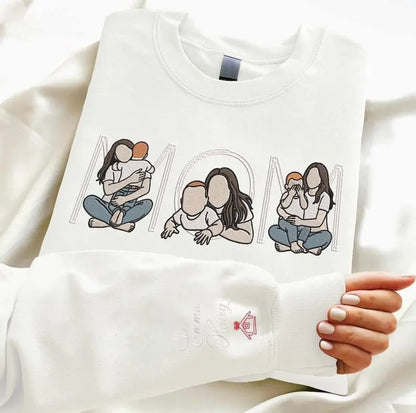 Familieportret capuchontrui met naam en spreuk gepersonaliseerde sweater voor familiefoto