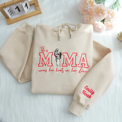 Familieportret vest met capuchon gepersonaliseerde familieafbeelding cadeau voor oma en opa