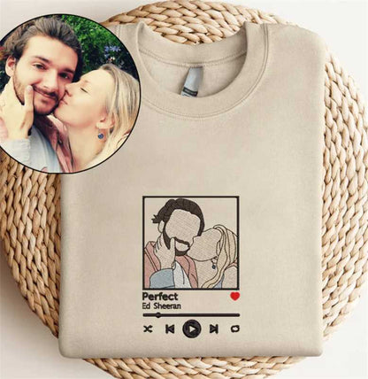 Sweatshirt met borduursel, gepersonaliseerde cadeaus voor koppels, hoodie met omtrekfoto, unisex hoodie