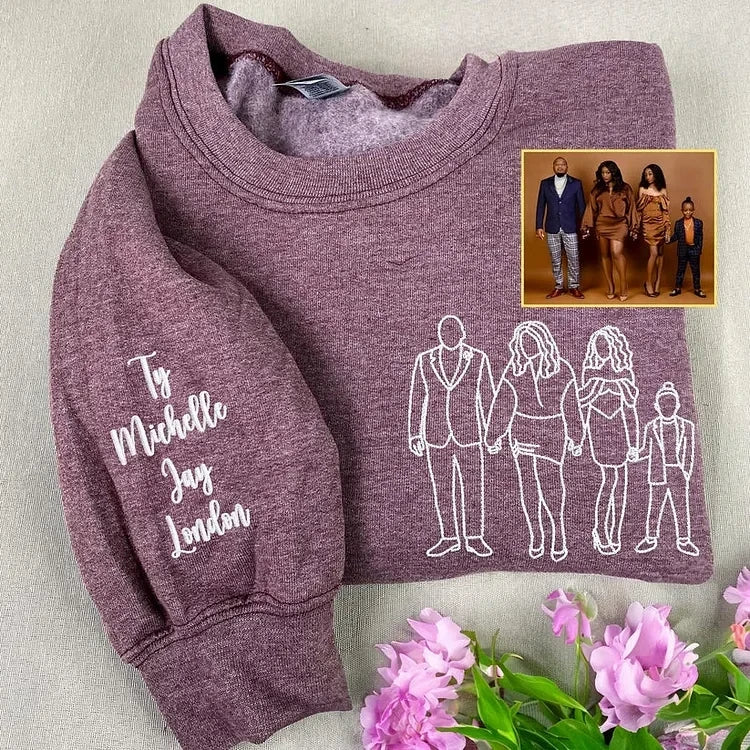 Gepersonaliseerde geborduurde sweater voor Moederdag | Laat een foto borduren – Een uniek cadeau voor mama