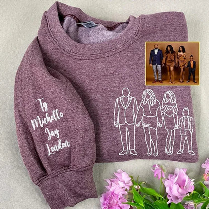 Gepersonaliseerde geborduurde sweater voor Moederdag | Laat een foto borduren – Een uniek cadeau voor mama