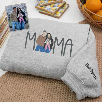 Geborduurde mama capuchontrui gepersonaliseerde moedernaam warm wintercadeau