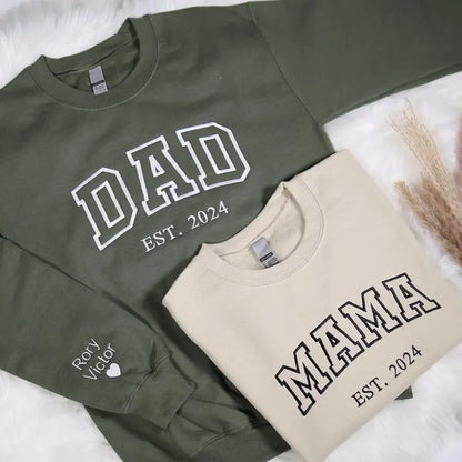 Familieportret trui met familienaam en jaartal gepersonaliseerde jubileumtrui