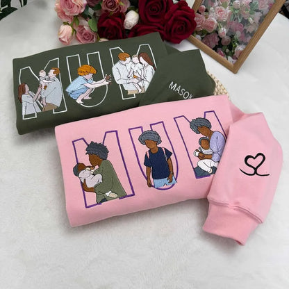 Geborduurde mama trui met geboortebloem gepersonaliseerde Moederdagverrassing