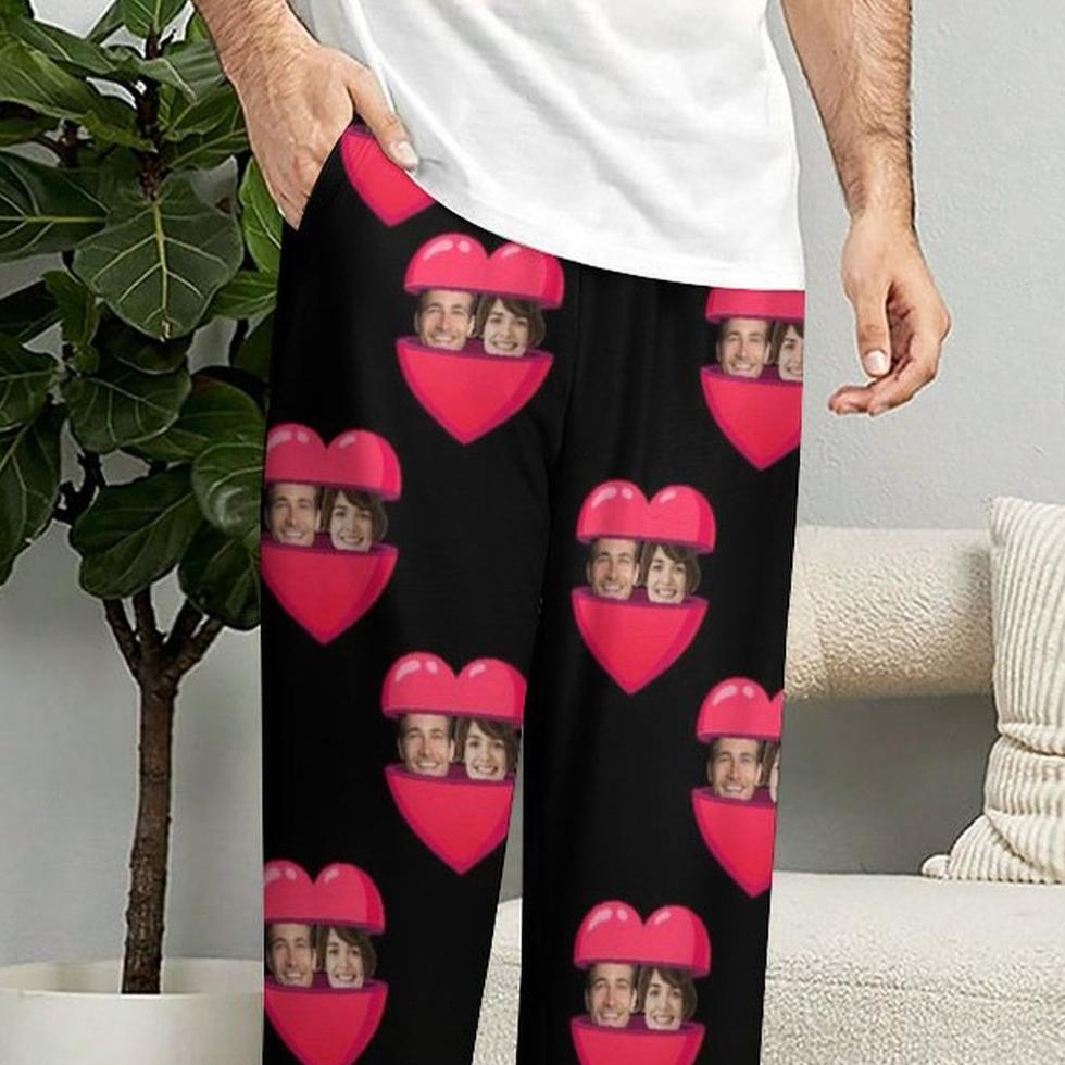 Aangepaste gezicht Open je hart pyjamafeest Unisex lange pyjamabroek