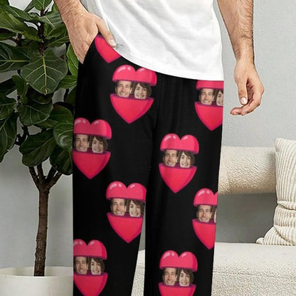 Aangepaste gezicht Open je hart pyjamafeest Unisex lange pyjamabroek