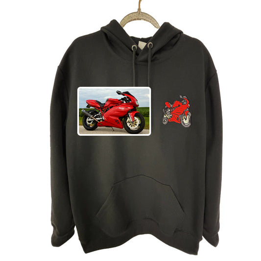 Op maat geborduurde auto hoodie, auto foto geborduurd, aangepaste auto hoodie