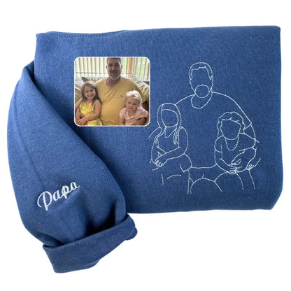 Gepersonaliseerde geborduurde sweater voor Moederdag | Laat een foto borduren – Een uniek cadeau voor mama