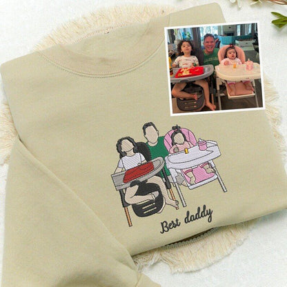 Geborduurd sweatshirt met gezichtsportret – Gepersonaliseerd cadeau voor ouders