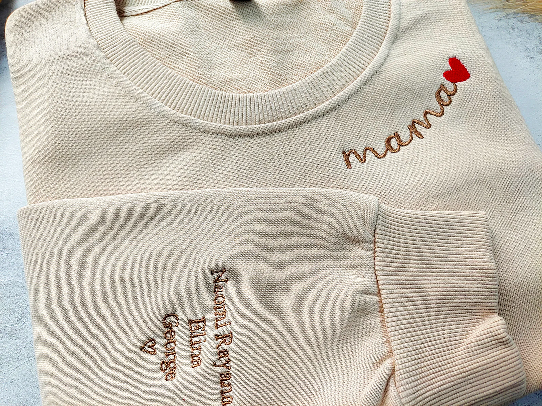 Aangepaste Mama Geborduurde Sweatshirt, Aangepaste Mama Crewneck Met Kindernamen