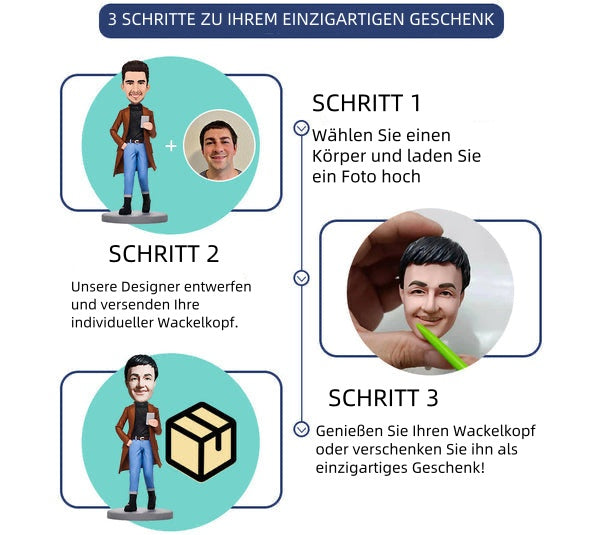 Op maat gemaakte bobbleheads zonnebaden op de strandpop