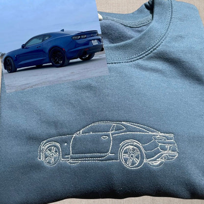 Aangepaste auto sweatshirt, aangepaste auto overzicht sweatshirt, geborduurde auto sweatshirt