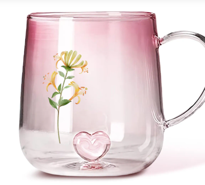 Gepersonaliseerde Roze Glazen Mok Met Kleurverloop – Jouw Geboortebloem & Naam Cadeau