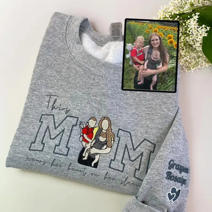 Familieportret vest met capuchon gepersonaliseerde familieafbeelding cadeau voor oma en opa