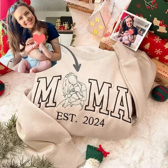 Gepersonaliseerde familietrui – Individueel portret met namen van mama en papa