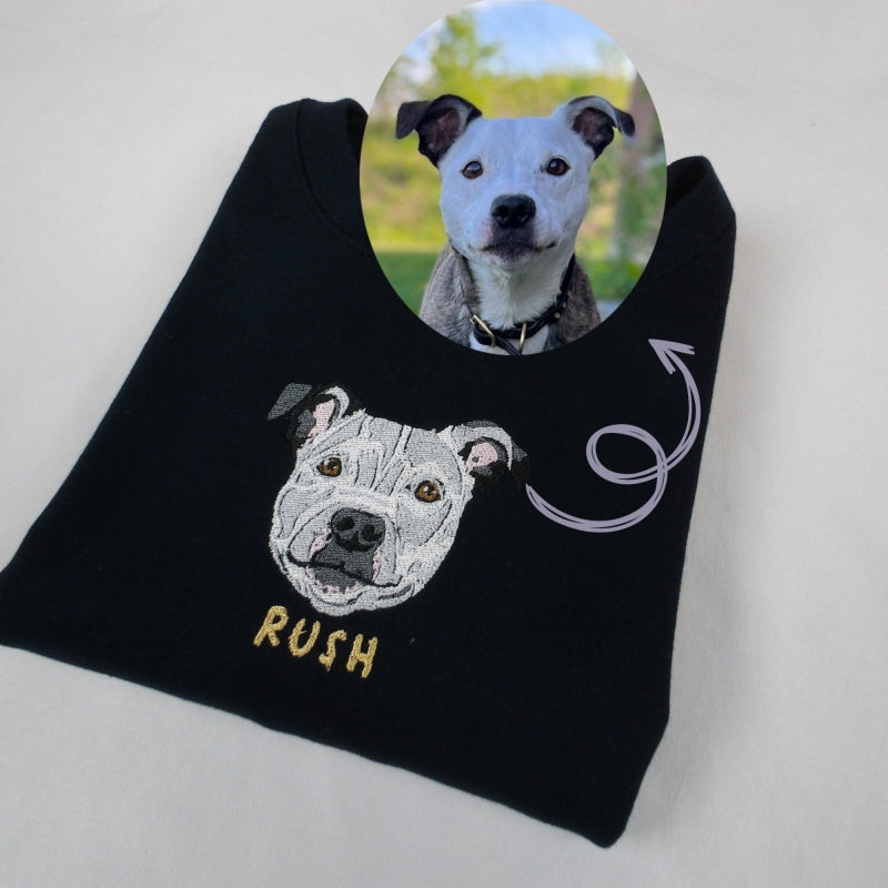 Gepersonaliseerd Dierenportret, Geborduurd Sweatshirt In Het Midden