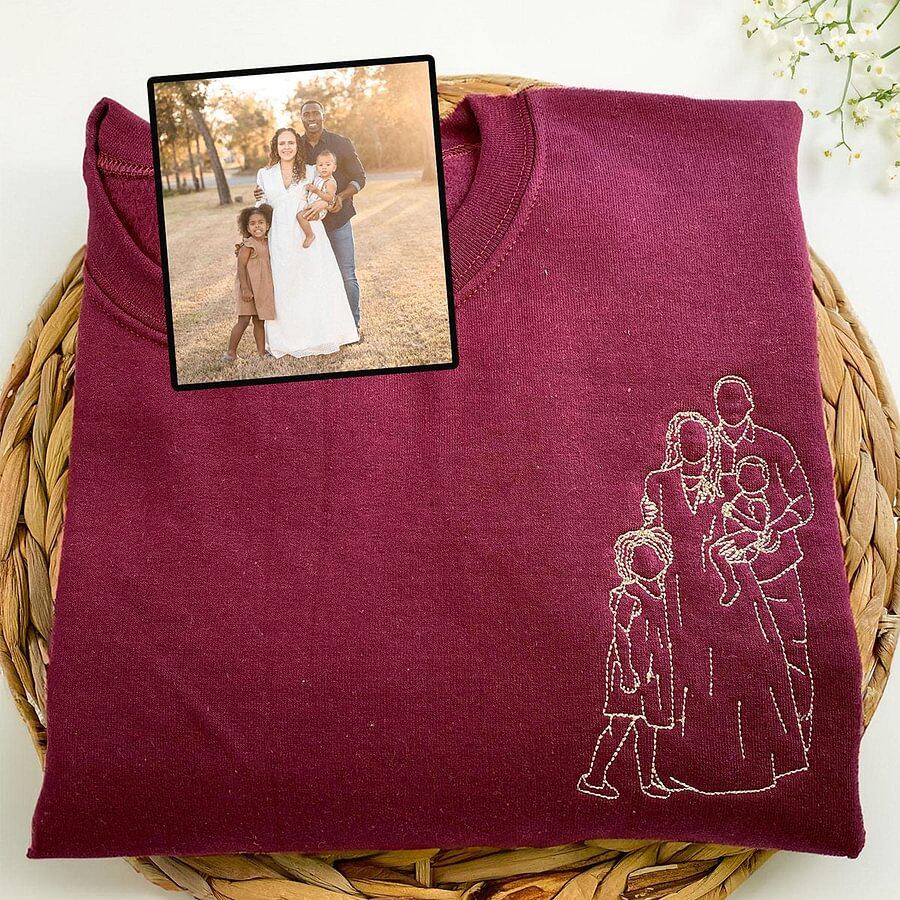 Gepersonaliseerde geborduurde sweater voor Moederdag | Laat een foto borduren – Een uniek cadeau voor mama