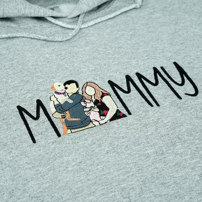 Custom mama hoodie gepersonaliseerde moedernaam met kinderhandafdruk uniek cadeau