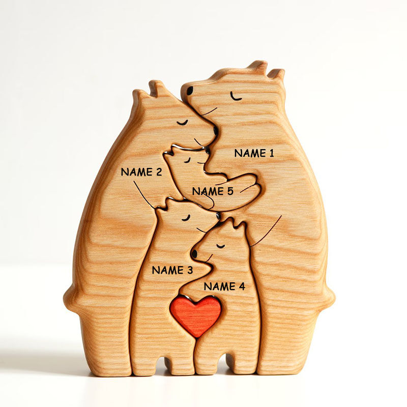 Gepersonaliseerde naam Beer familie houten puzzel Memorial Gift