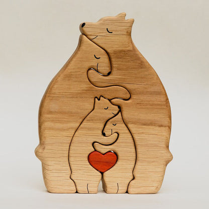 Gepersonaliseerde namen Warm Bear Family Houten puzzel Grappig cadeau