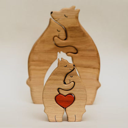 Gepersonaliseerde namen Warm Bear Family Houten puzzel Grappig cadeau