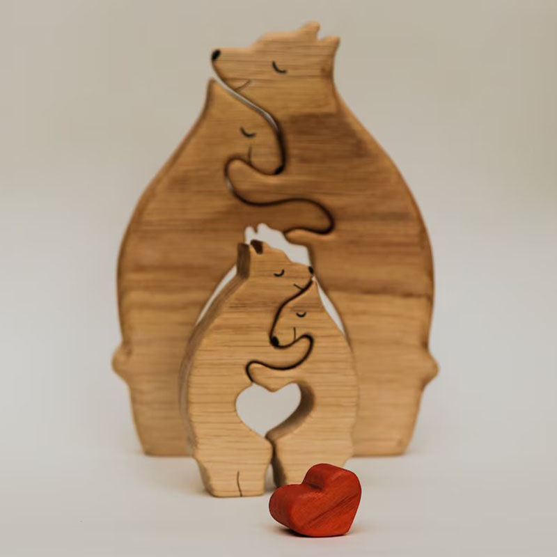 Gepersonaliseerde namen Warm Bear Family Houten puzzel Grappig cadeau