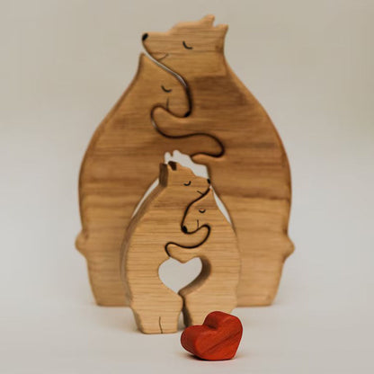 Gepersonaliseerde namen Warm Bear Family Houten puzzel Grappig cadeau