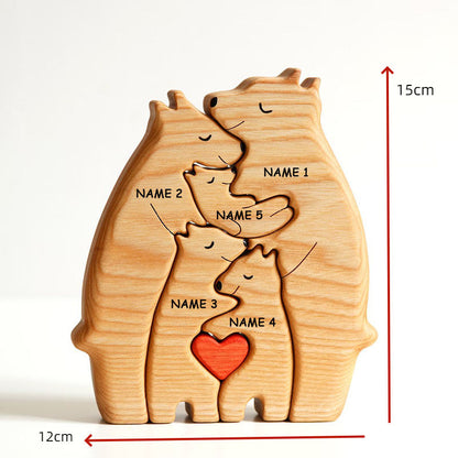 Gepersonaliseerde naam Beer familie houten puzzel Memorial Gift