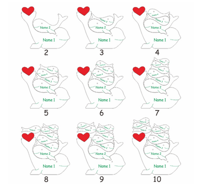 Gepersonaliseerde namen Walvisfamilie Houten puzzel Kerstcadeau