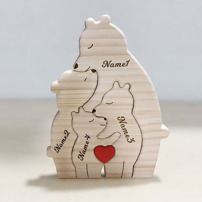 Gepersonaliseerde Bear Family Houten Puzzel Aangepaste Familienaam Warm Cadeau voor mama