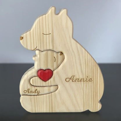 Gepersonaliseerde Bear Family Houten Puzzel Aangepaste Familienaam Warm Cadeau voor mama