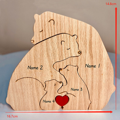 Gepersonaliseerde houten familiebeerpuzzel met liefde en herdenkingskerstcadeau voor familie