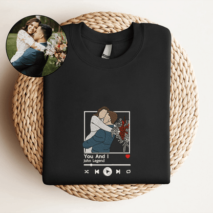 Op maat geborduurd sweatshirt portret muziekspeler Moederdag cadeau