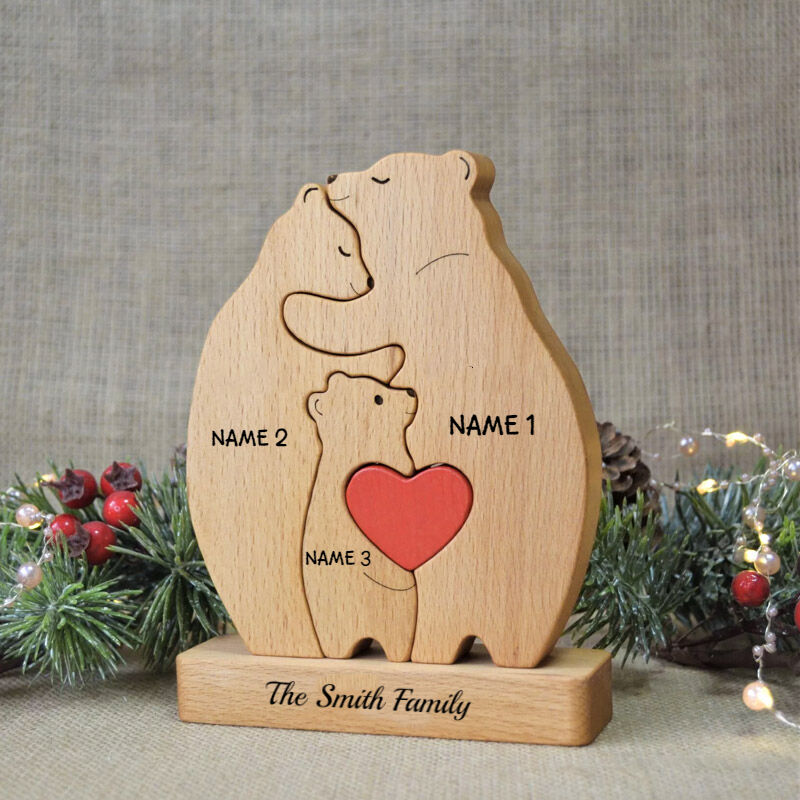 Gepersonaliseerde beer familienaam puzzel leuk cadeau voor ouders